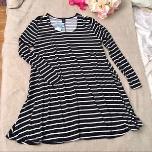 Striped Black & White Long Sleeve Dress